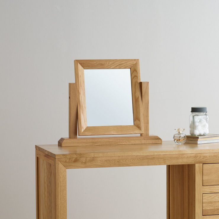 Chamfer Natural Solid Oak Dressing Table Mirror