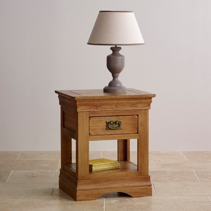 French Rustic Solid Oak Lamp Table
