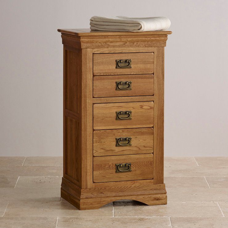 French Rustic Solid Oak 5 Drawers Wellington