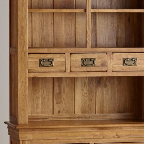 French Rustic Solid Oak Hutch Dresser