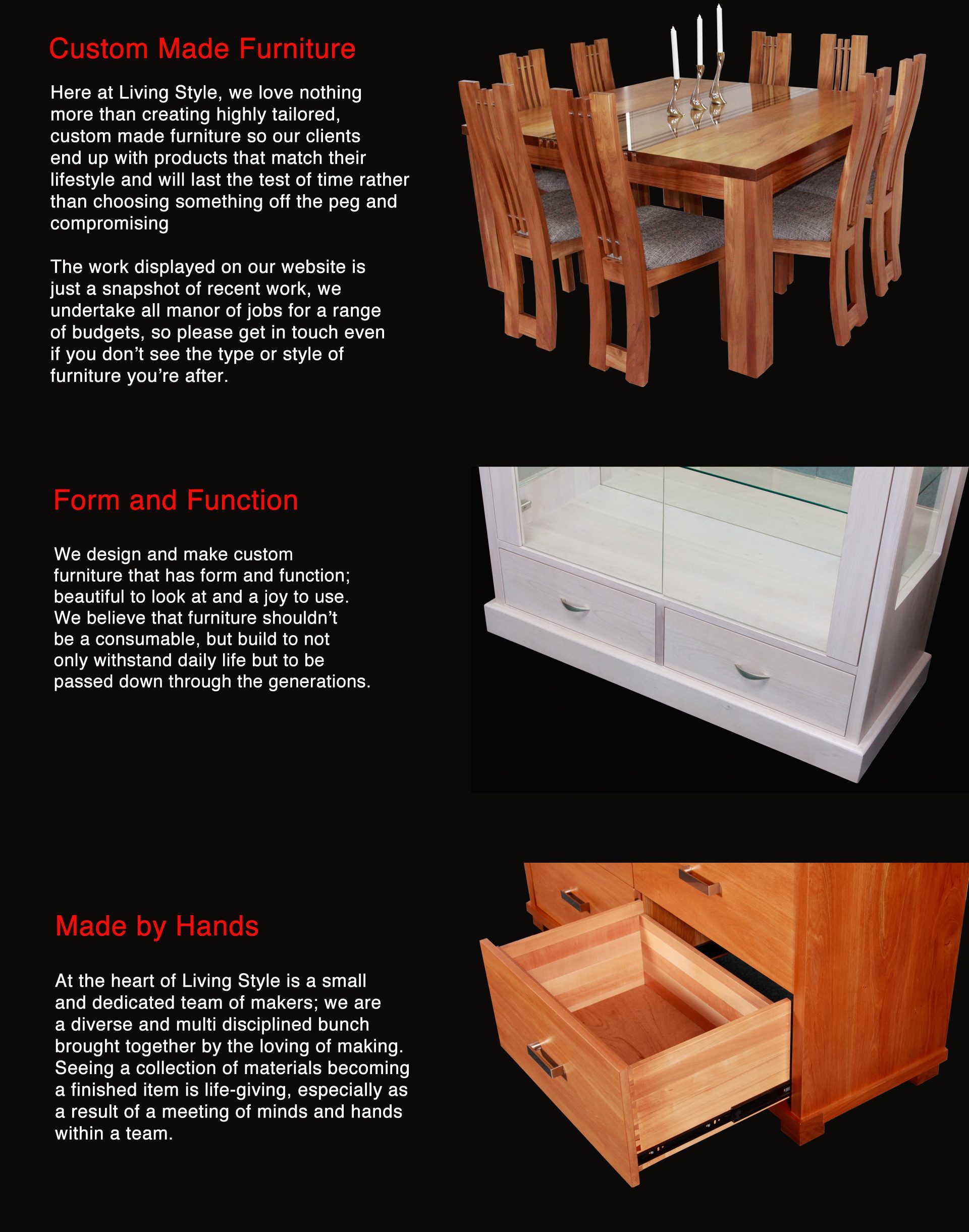 Wood finishes, Makers Bespoke Furniture